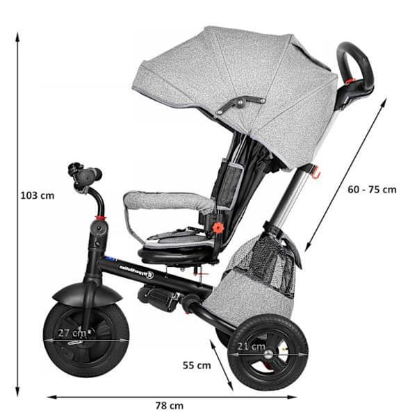 Tobi Velar trehjulet cykel + regnslag - grå