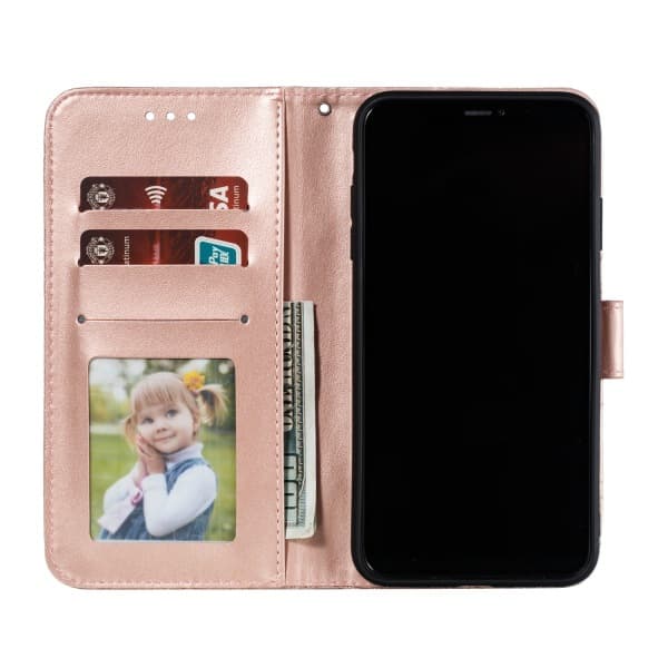 Præget Flipcover med Blondemønster til Samsung Note20 Ultra rose gold