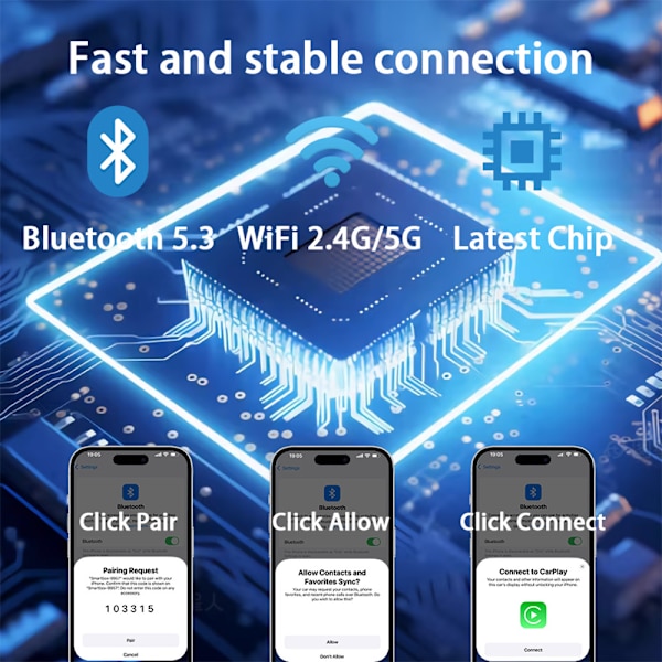 CarPlay/Android Auto trådløs adapter: Kablet-til-trådløs bilkoblingsboks