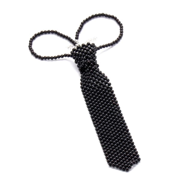 Vintage pärlhalsband i slipsstil black