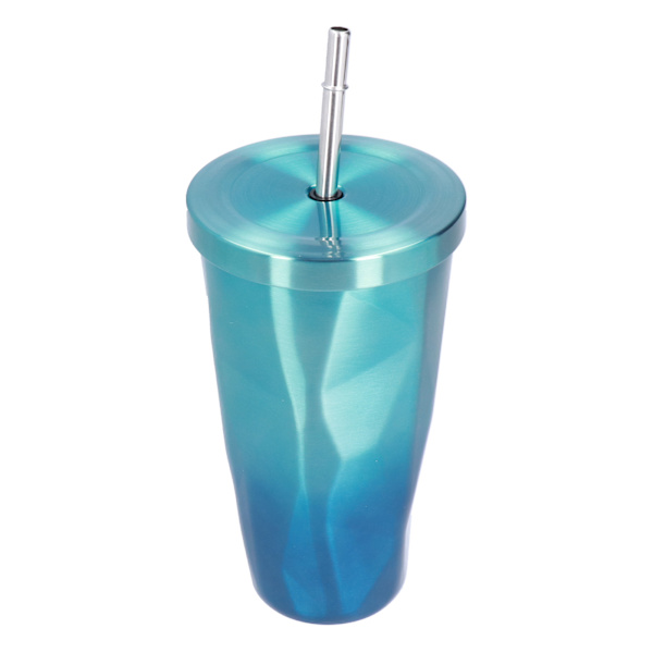 500ml Rostfritt Stål Kaffe Mugg Kaffe Mugg med Sugrör Bra