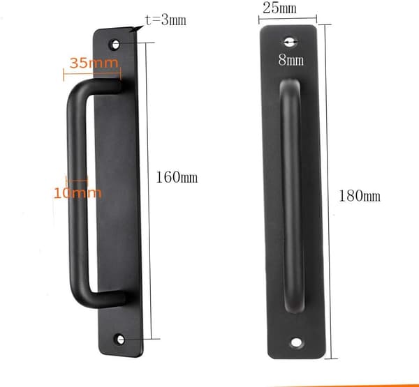Skyvedørsgrep - 180mm Heavy Duty Dørgrep med Bakplate