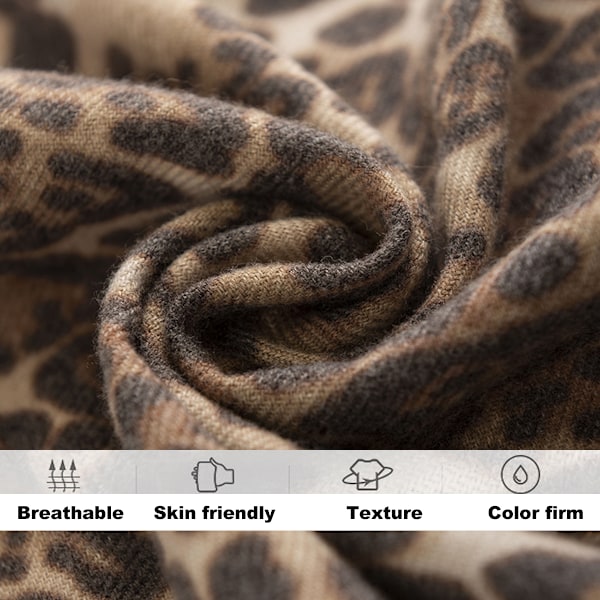 1 Etnisk Leopardscarf Leopardmönstrad Kort Kvast Vävda Faux
