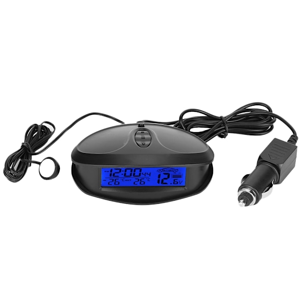 LCD Digital Klocka för Bilinstrumentbräda, Temperatur Voltmeter Mätare med Dubbla LED-Färger Stor Skärm LCD-Display Fahrenheit Celsius Avläsning 12 24 Timmar