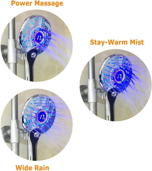 LED dusjhode, 3 farger håndholdt LED dusjhode, temperatur