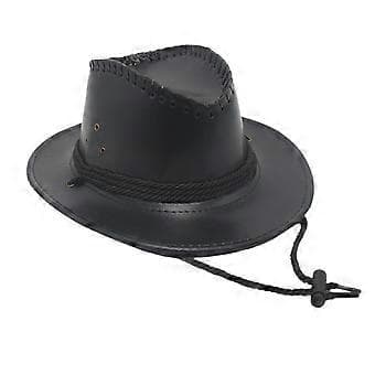 Western Cowboy Hat Solhat Læder til Kostume Tilbehør Ferie Udendørs Camping (sort)