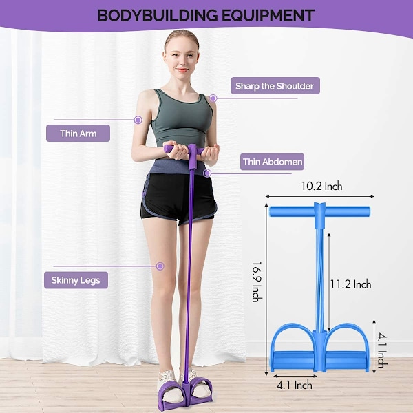 Pedal Resistance Band, Elastiska sit up-band, 4-rör dragrep