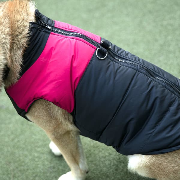 Polyester Rosa Vattentät Vadderad Jacka Väst Kläder Tjock Varm Kappa för Stora Hundar (4XL)