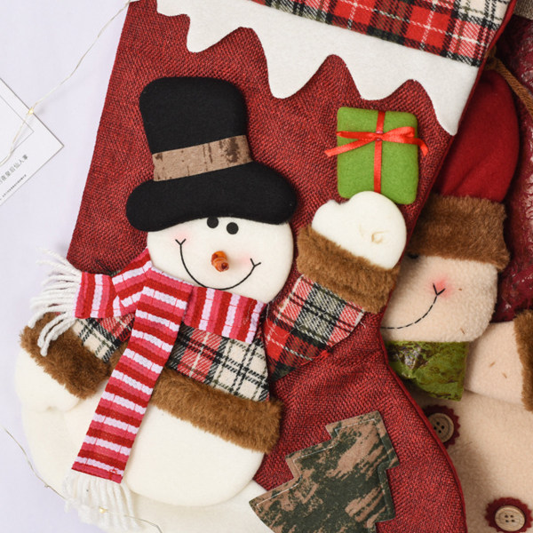 3PCS Christmas Stocking Classic Large Stockings Santa, Snowman,