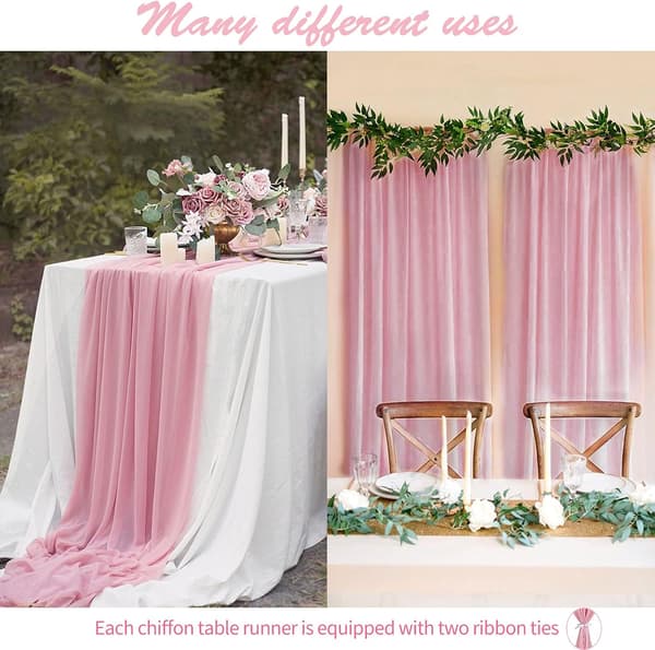 2 st Chiffon Bordslöpare 71x305 cm Romantisk Bröllopslöpare