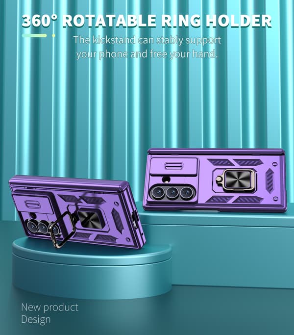 Kameradeksel med pop-up og ringstativ til Samsung Galaxy Z Fold 7 Purple