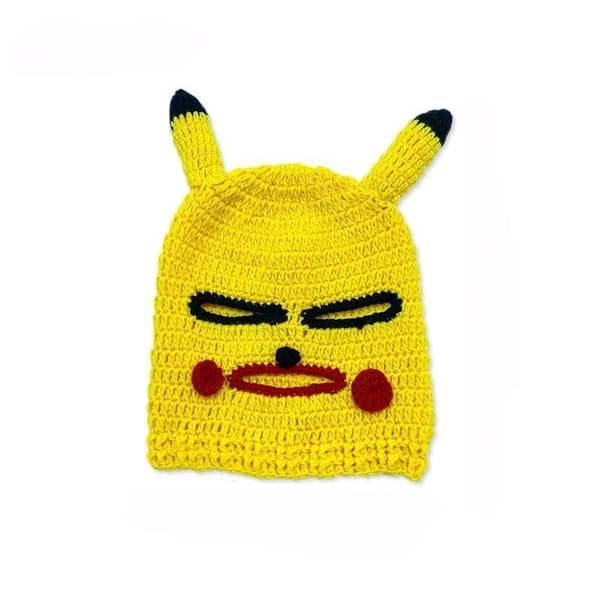 Hauska Pikachu-aiheinen neulottu huppu