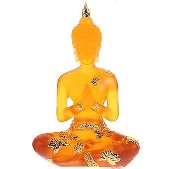 1 stk. Serene Siddende Buddha Statue Amber Mediterende Skulptur Figur Ornament