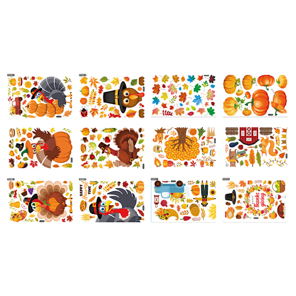 Thanksgiving Window Clings Stickers Holiday Turkey Cling for