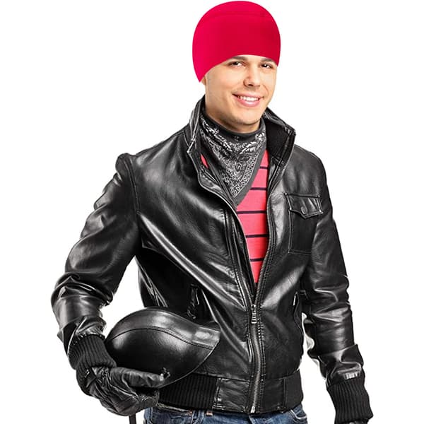 Vinter fleece sykkel varm lue hjelm liner sykkelhette Red