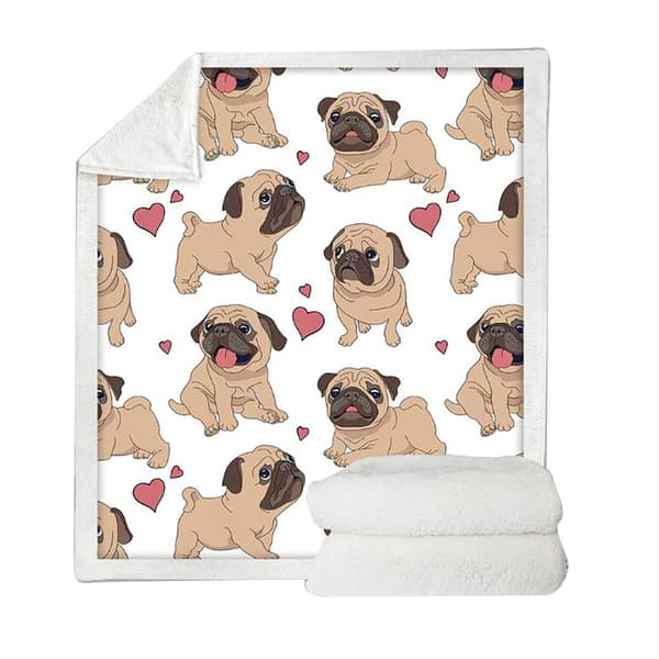 Mops koseteppe, varmt teppe, mykt og fluffy 100x75