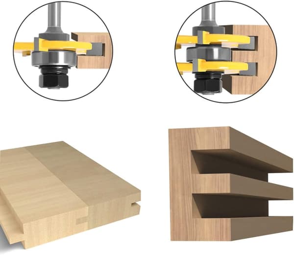 3 stk. 45 Graders Lås Mitre Fræserbit + Tunge Bit + Falskutter