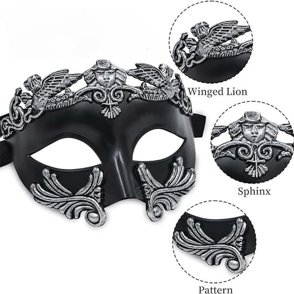 Græske og romerske masker til mænd Black and silver