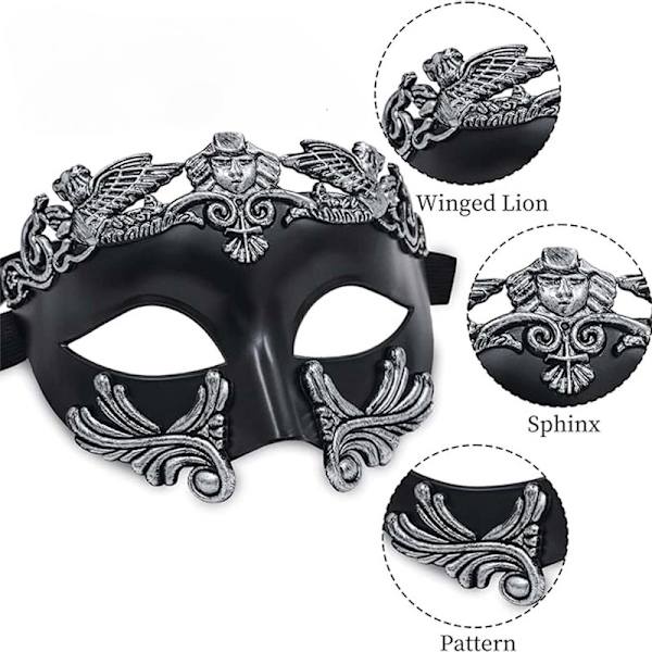 Greske og romerske masker for menn Black and silver