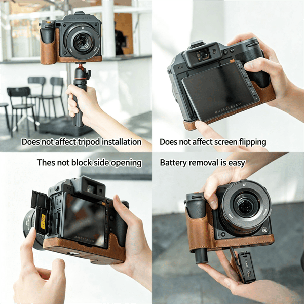 Läderfodral kompatibelt med Hasselblad X2D II mellanformats spegellösa digitalkamera Brown