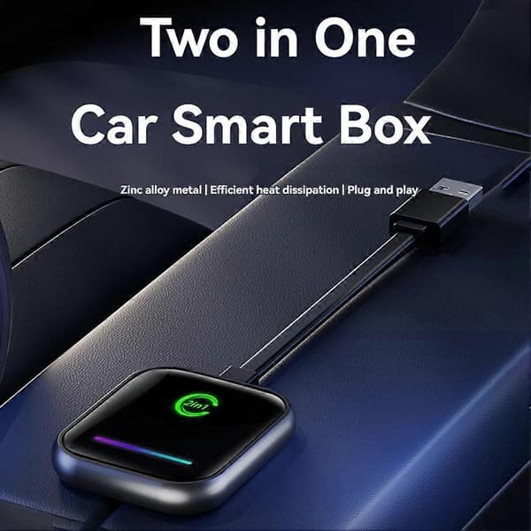 2-i-1 trådløs CarPlay-adapter, konverterer kablet til trådløs CarPlay-dongle Plug Play CarPlay for Android Auto