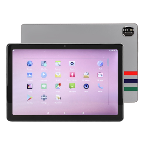 10-tums Tablet 6G RAM 256G ROM Stöd för 4G-nätverkssamtal 5G WIFI Dual Band Tablet PC för Android 11 100‑240V Grå EU-kontakt