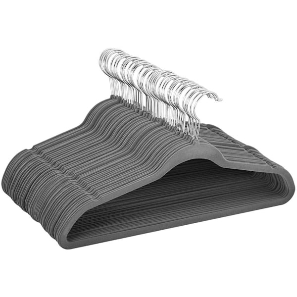 20-pack klädhängare inklusive kostymhängare med halkfri yta, kapphängare, halkskydd, platsbesparande, 360° roterande krokar, 0,5 cm tjocka Grau