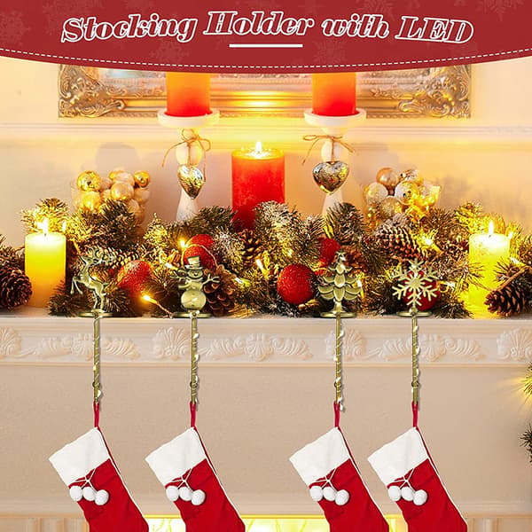 Julgransstrumpahållare för spiselkrans Renkrokar Hängare Säkerhet Eldstadskrokar Julfesttillbehör style 4