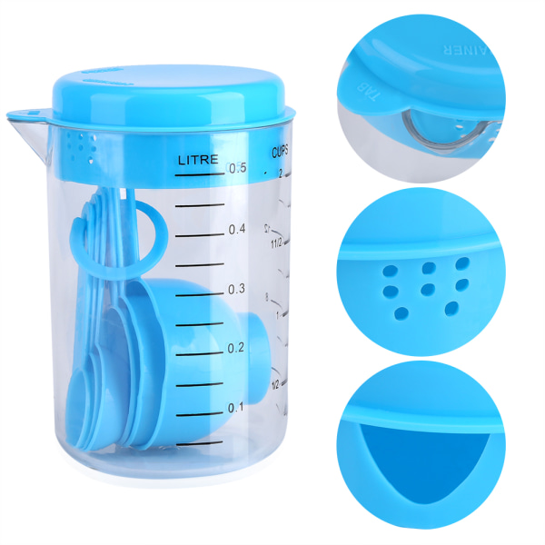 7 st/set plastmätskålar + skedar mått te kaffe
