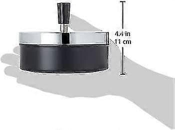Stort askebeger ca. 9,5 cm diameter metall / krom / svart