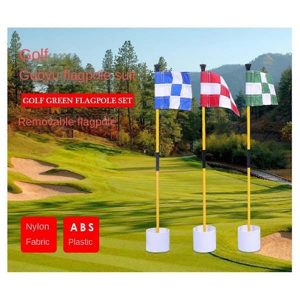 Sort og hvid golf green flag, farverig to-delt ternet green mål hul kop flagstang, golftilbehør