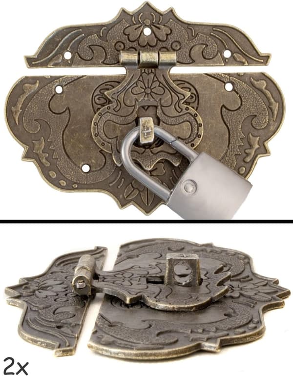 (86*64mm), Sett med 2 antikke bronse jernlåser, møbellåser,