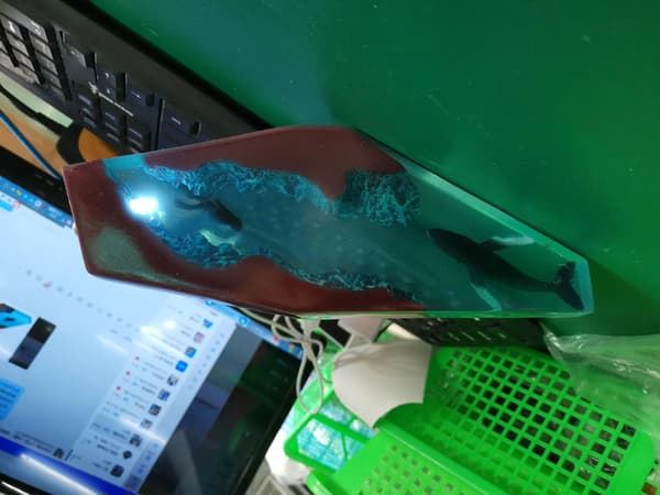 Epoxy Resin Træ Lys Lampe Stor Dykker og Pukkelhval Led
