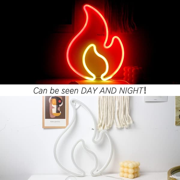 Flamme Neon Skilte Til Væggen Rød Gul Neon LED Skilt Lys