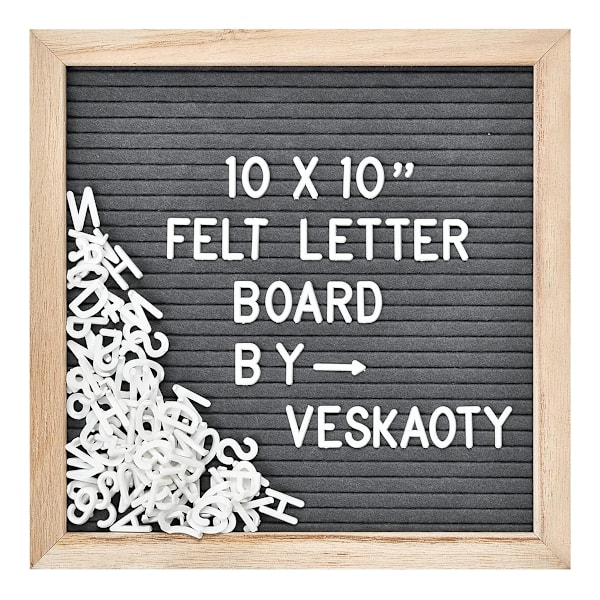 Anslagstavla med bokstäver, meddelandetavla för babyannonsering, milstolpetavla, skylttavla, kontorsdekorationstavla & Mer Grey