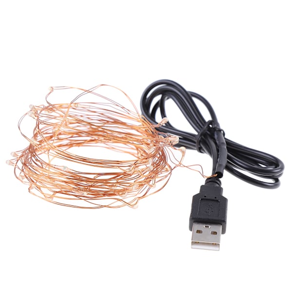 USB-kontakt LED-ljusslinga Fe-lampor 10m/33ft 100led Koppartrådslampa Dekor (Flerfärgad)