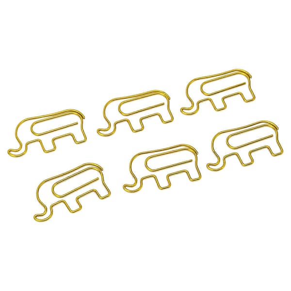 100 stk. formede papirclips forhindrer glidning Søde dekorative metal små papirclips til dokument notesbog gylden elefant