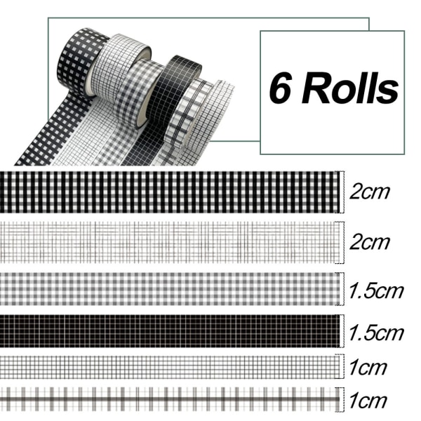 Tejpset, 6 rullar, dekorativ tejp, journaltejp, dekorativ