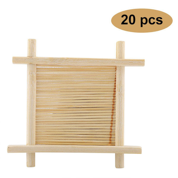 20 st Mini Massivt Trä Te Bricka Dränering Kopp Te Kanna Matta Bord