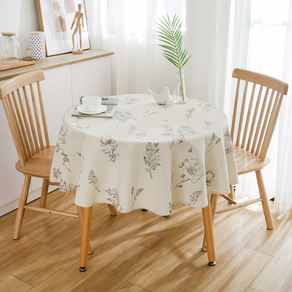 150 cm beige trykt rund duk for rundt bord, spisebord