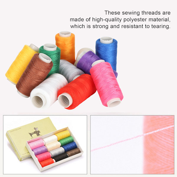 Sytrådsset Premium Polyester Sytrådar Blandade Färger Mångsidigt Starkt Material Med Universell Nålkompatibilitet För Hand Och