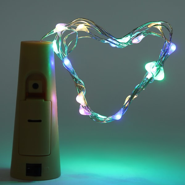 2 st korkformade ljusslingor, LED-lampa för vinflaska, batteridriven, DIY-del (flerfärgad)