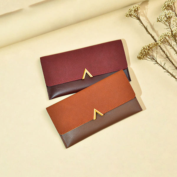 Slim tunn PU-läder kreditkortshållare Bifold Clutch Wallets