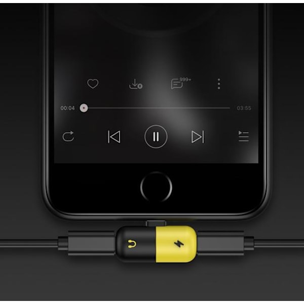 iPhone 7/8/X Adapter 2-in-1 / Lyssna på musik & ladda samtidigt Blue Black Yellow Model 5