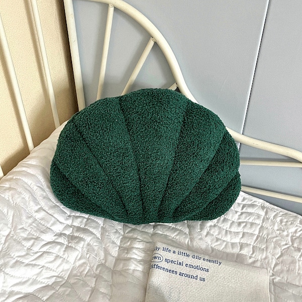 Snäckformade Prydnadskuddar, Mjuka Havsrumsinredning 3D Insats Strandkudde Snäckformade Plyschkuddar för Soffa Dark green