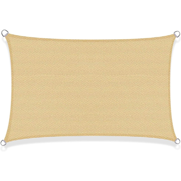 Rektangulær solseil 2×2m (Beige) Skyggeklut HDPE Pustende C
