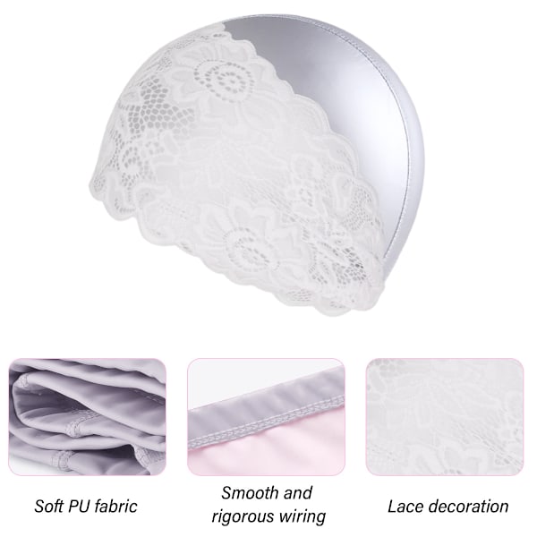 Simmössa för kvinnor, vattentät badmössa, håller flickors hår torrt, silikon, halkfri, elastisk, bekväm, elegant simhatt silvery