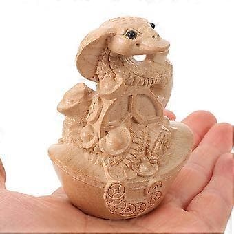 Träorm Figur Snidad Orm Staty Orm Skulptur Skrivbord Träprydnad