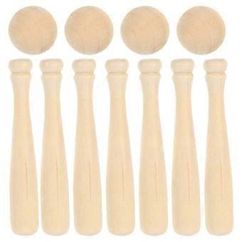 30 stk. Mini Ubehandlede Baseball Ornamenter med 30 Træ Bat Craft Pynt