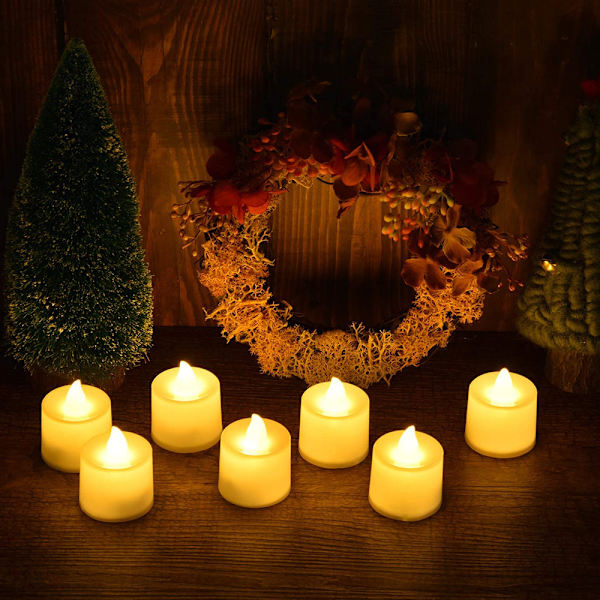 Battery Operated LED Tea Lights,Pack of 24,Flameless Votive